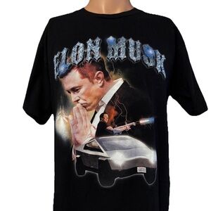 Official Bootleg Elon Musk Black Rap T-Shirt Tesla Cybertruck Inventer Size L